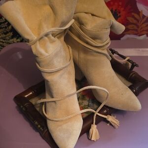 Women's Cream Suede Boots